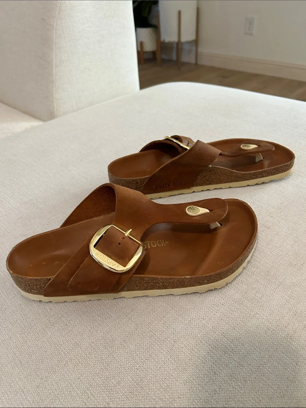 Birkenstock Women's Gizeh Big Buckle Sandals Cognac Oiled Leather, Size 10, NWOT